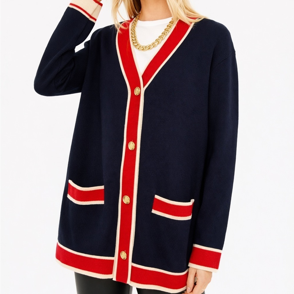 Tuckernuck Lauren Oversized Wool Cardigan Navy